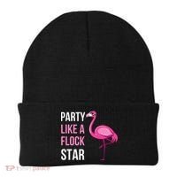 Party Like A Flock Star Pink Flamingo Beanie thumb 0