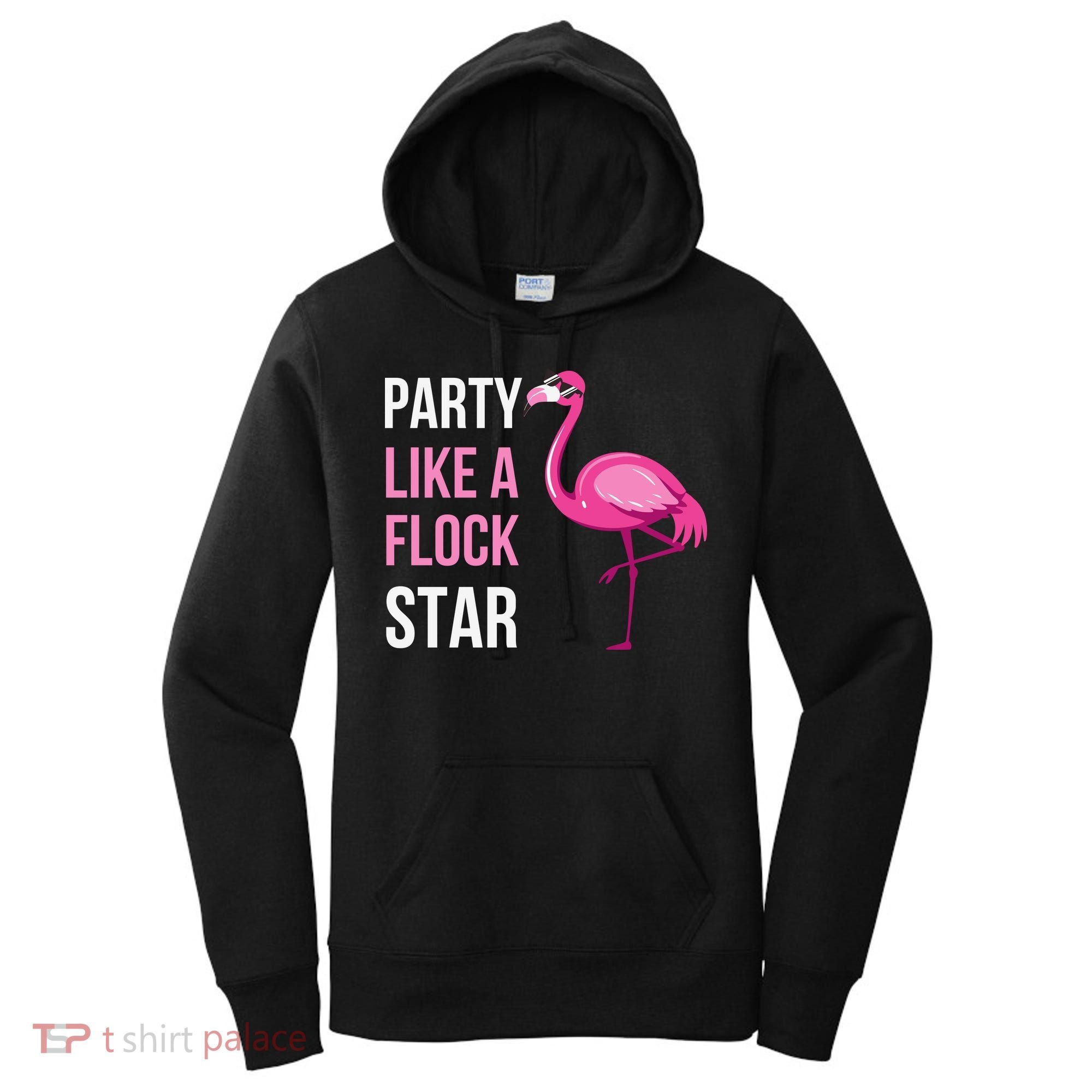 Party Like A Flock Star Pink Flamingo Women's Hoodie