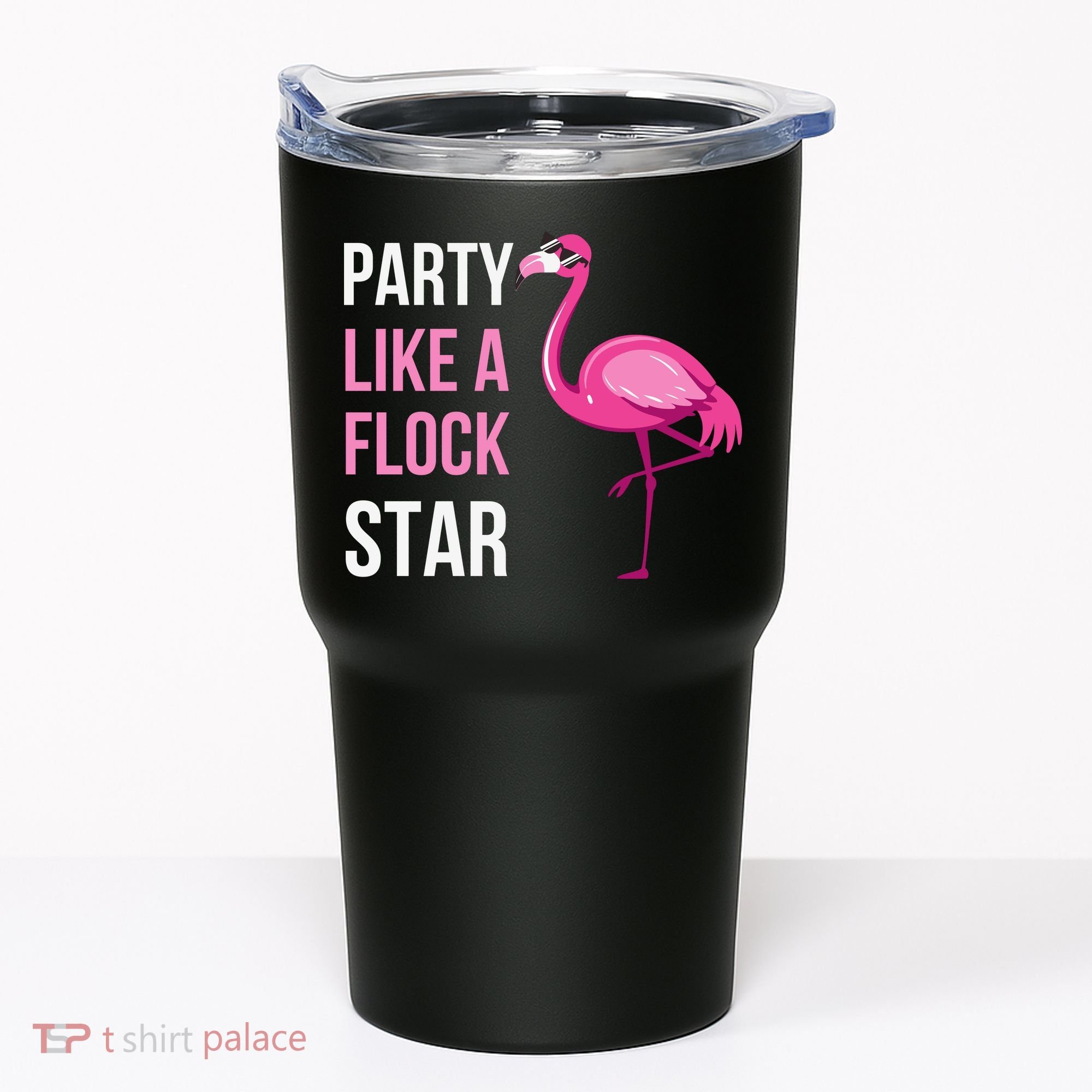 Party Like A Flock Star Pink Flamingo Tumbler