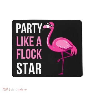 Party Like A Flock Star Pink Flamingo Mousepad