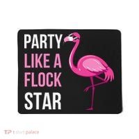 Party Like A Flock Star Pink Flamingo Mousepad thumb 0