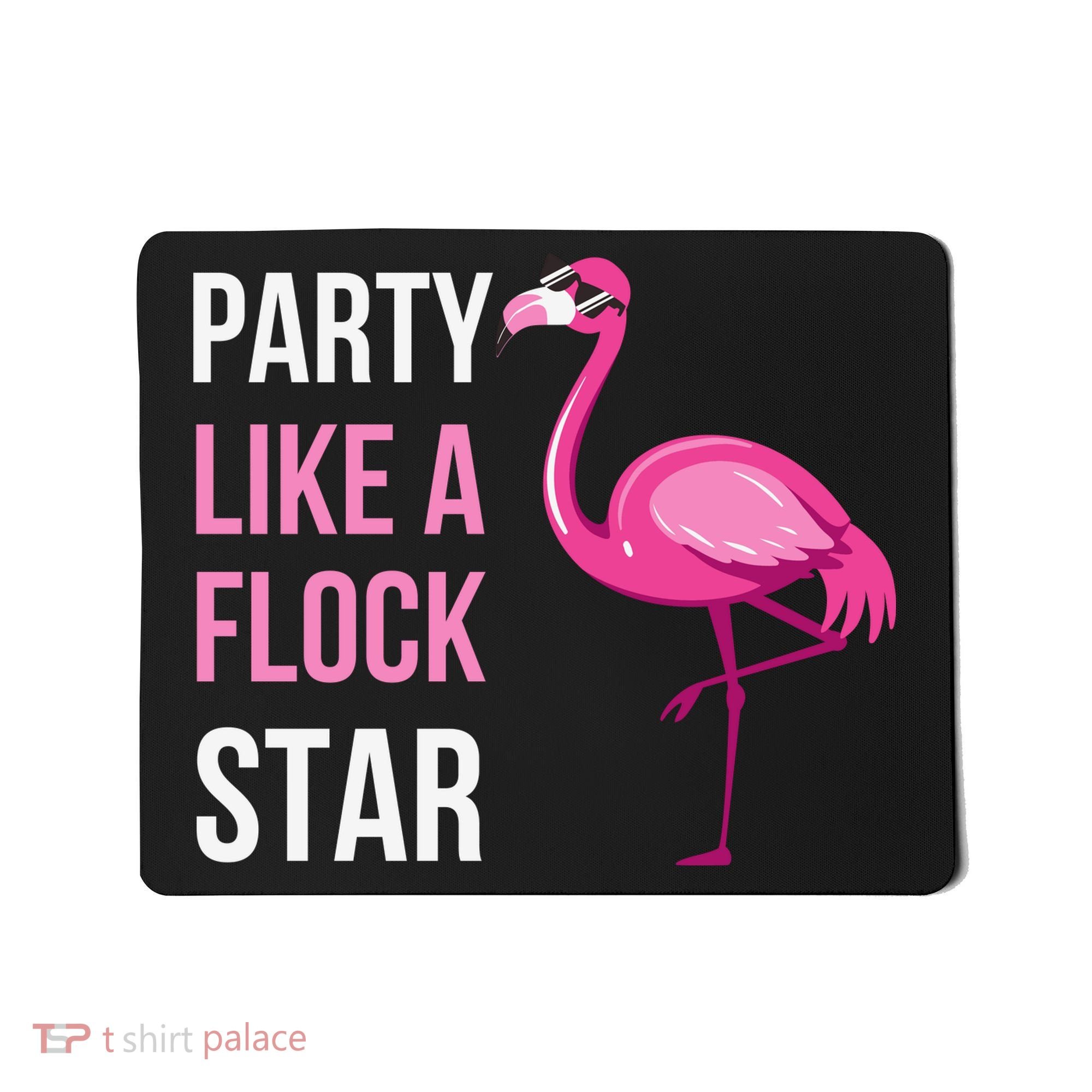 Party Like A Flock Star Pink Flamingo Mousepad
