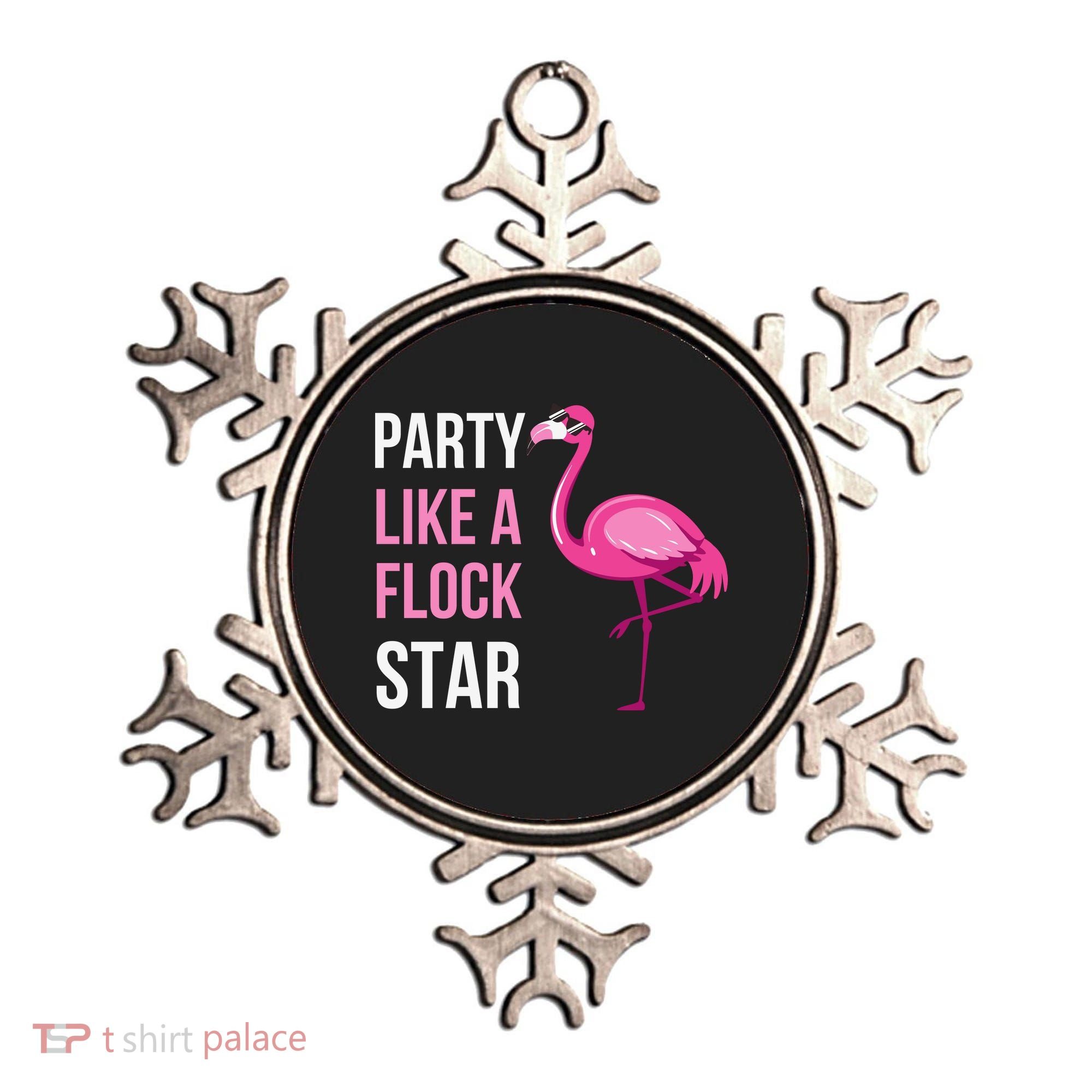Party Like A Flock Star Pink Flamingo Ornament