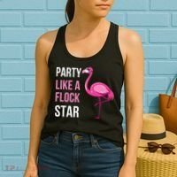 Party Like A Flock Star Pink Flamingo Women's Tank Top thumb 2