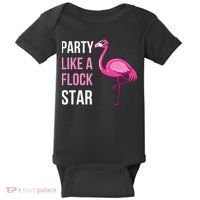 Party Like A Flock Star Pink Flamingo Baby Bodysuit thumb 0