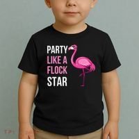 Party Like A Flock Star Pink Flamingo Toddler T-Shirt thumb 2