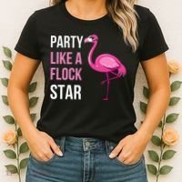Party Like A Flock Star Pink Flamingo Women's T-Shirt thumb 2