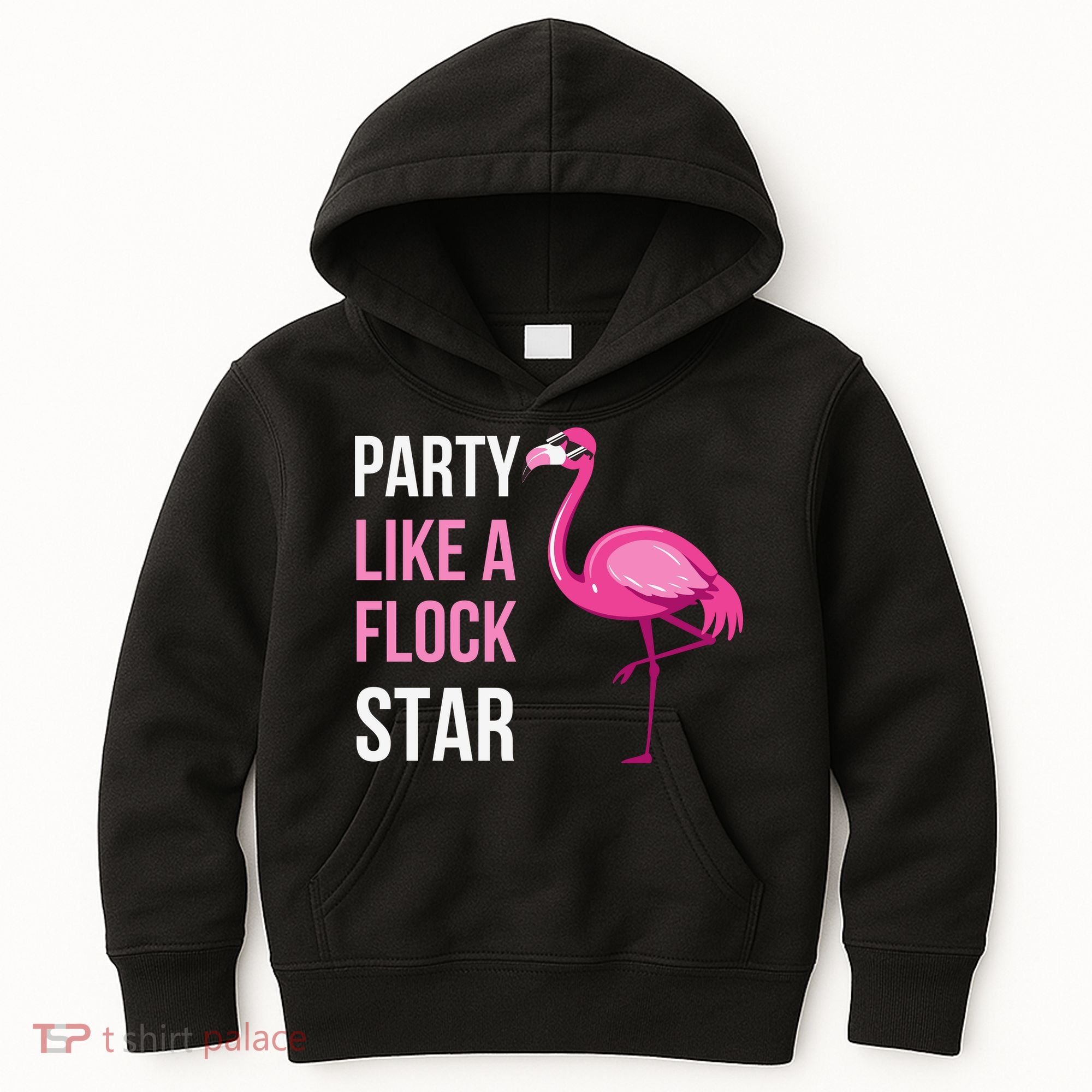 Party Like A Flock Star Pink Flamingo Kids Hoodie