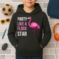 Party Like A Flock Star Pink Flamingo Kids Hoodie thumb 2