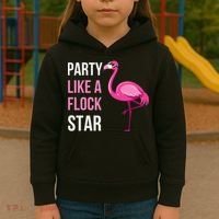 Party Like A Flock Star Pink Flamingo Kids Hoodie thumb 3