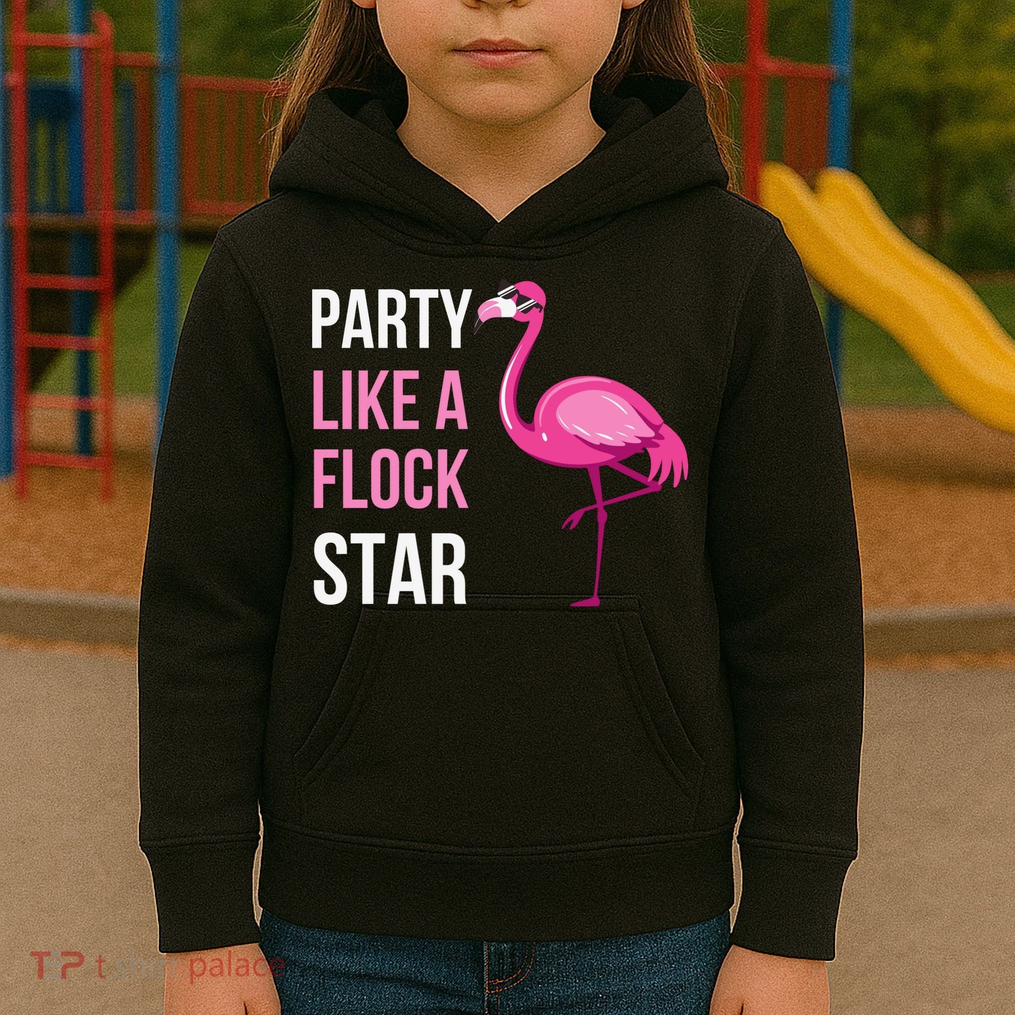 Party Like A Flock Star Pink Flamingo Kids Hoodie