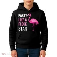 Party Like A Flock Star Pink Flamingo Kids Hoodie thumb 4