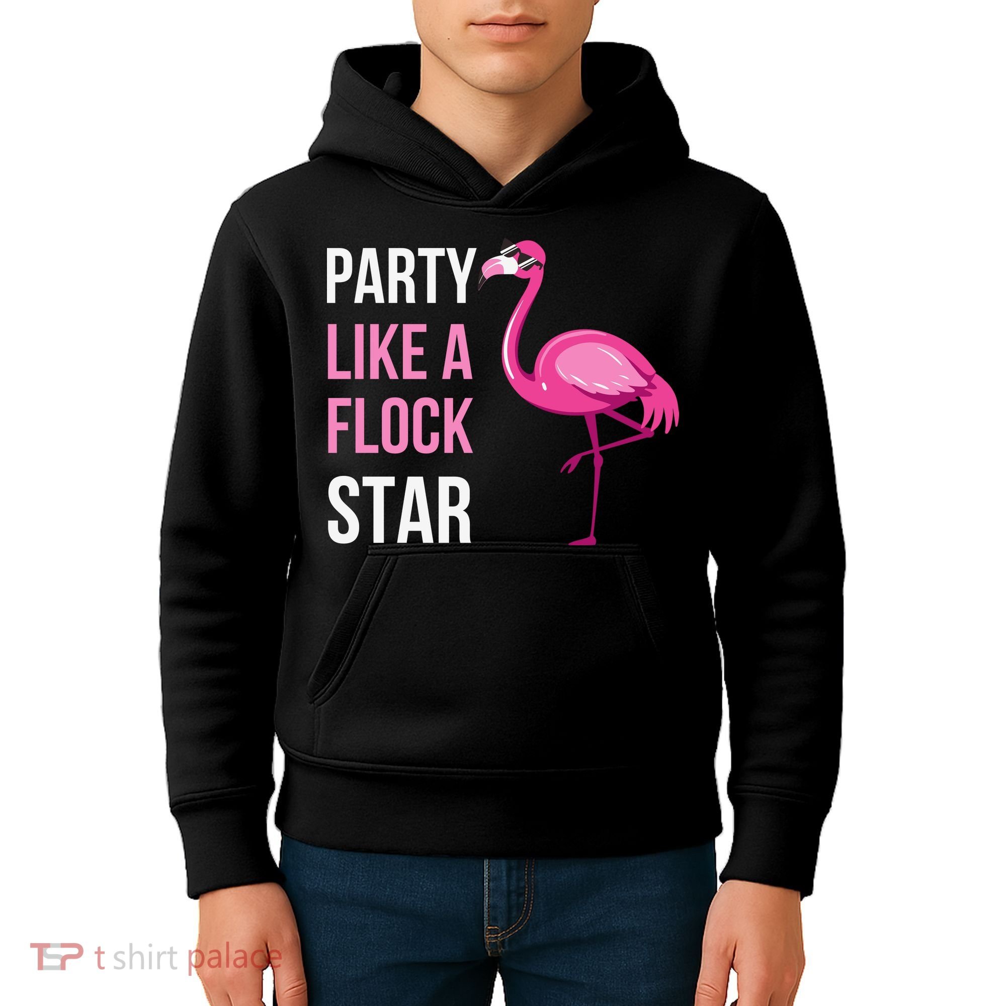 Party Like A Flock Star Pink Flamingo Kids Hoodie