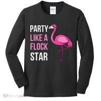 Party Like A Flock Star Pink Flamingo Kids Long Sleeve Shirt thumb 0