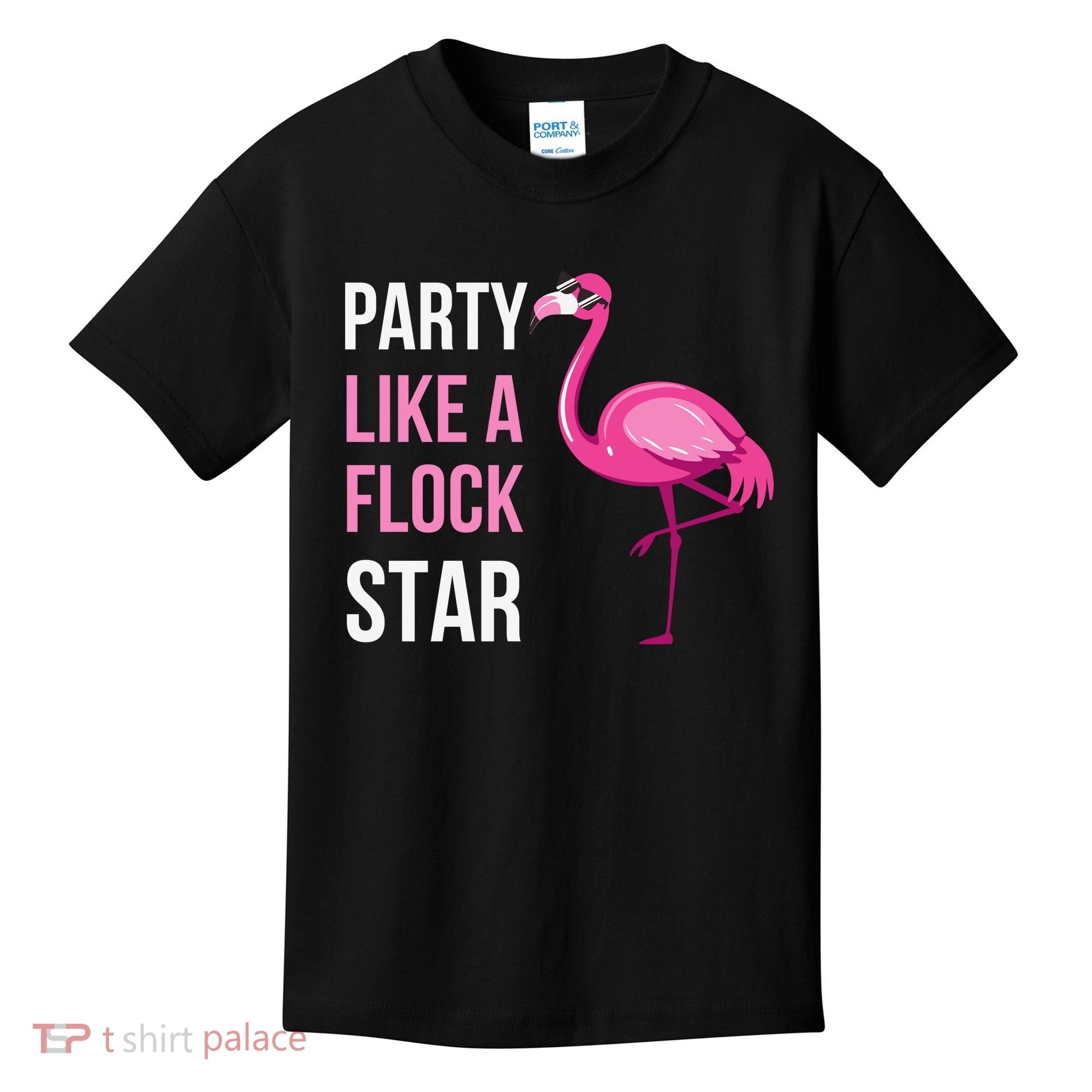 Party Like A Flock Star Pink Flamingo Kids T-Shirt