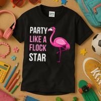 Party Like A Flock Star Pink Flamingo Kids T-Shirt thumb 3