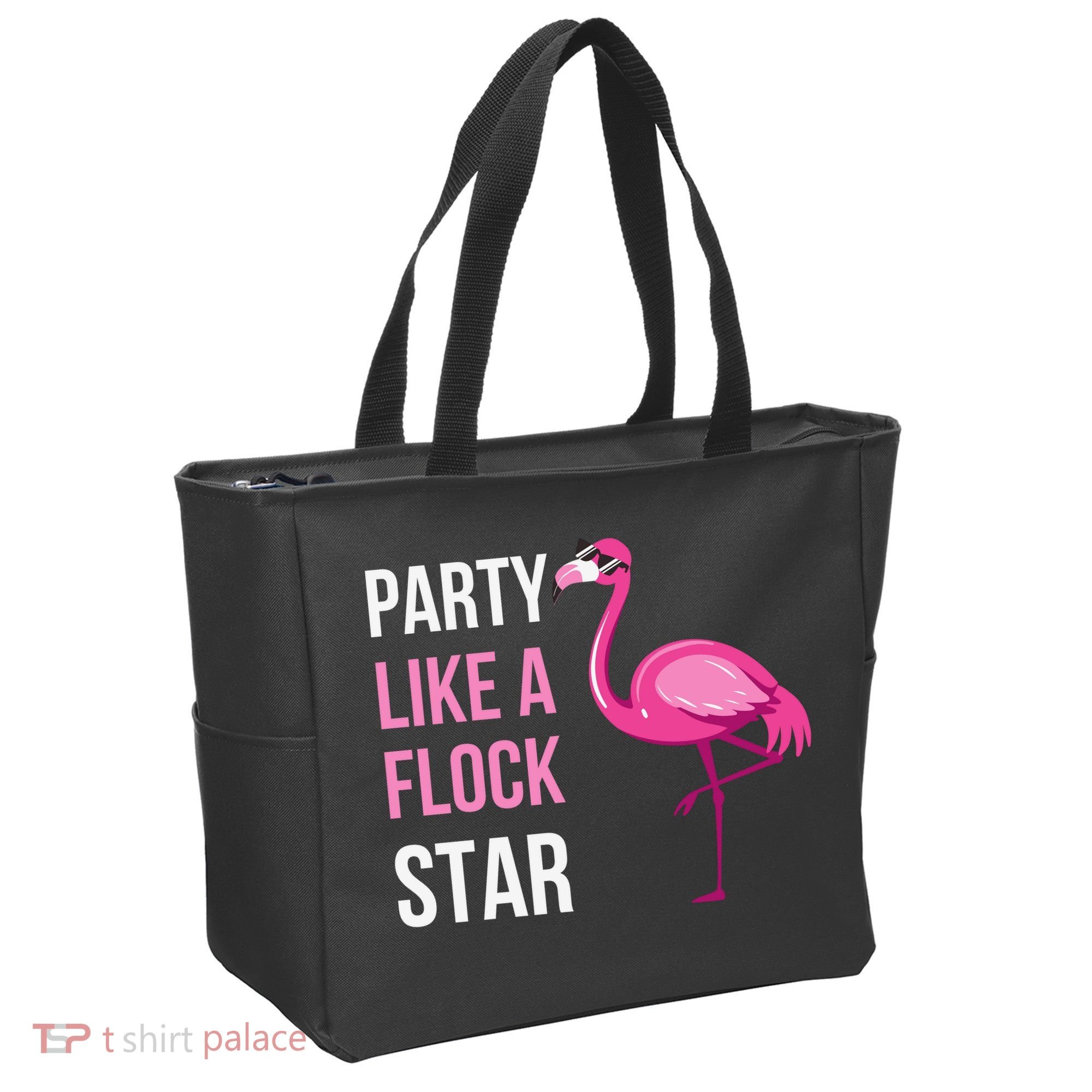 Party Like A Flock Star Pink Flamingo Tote Bag