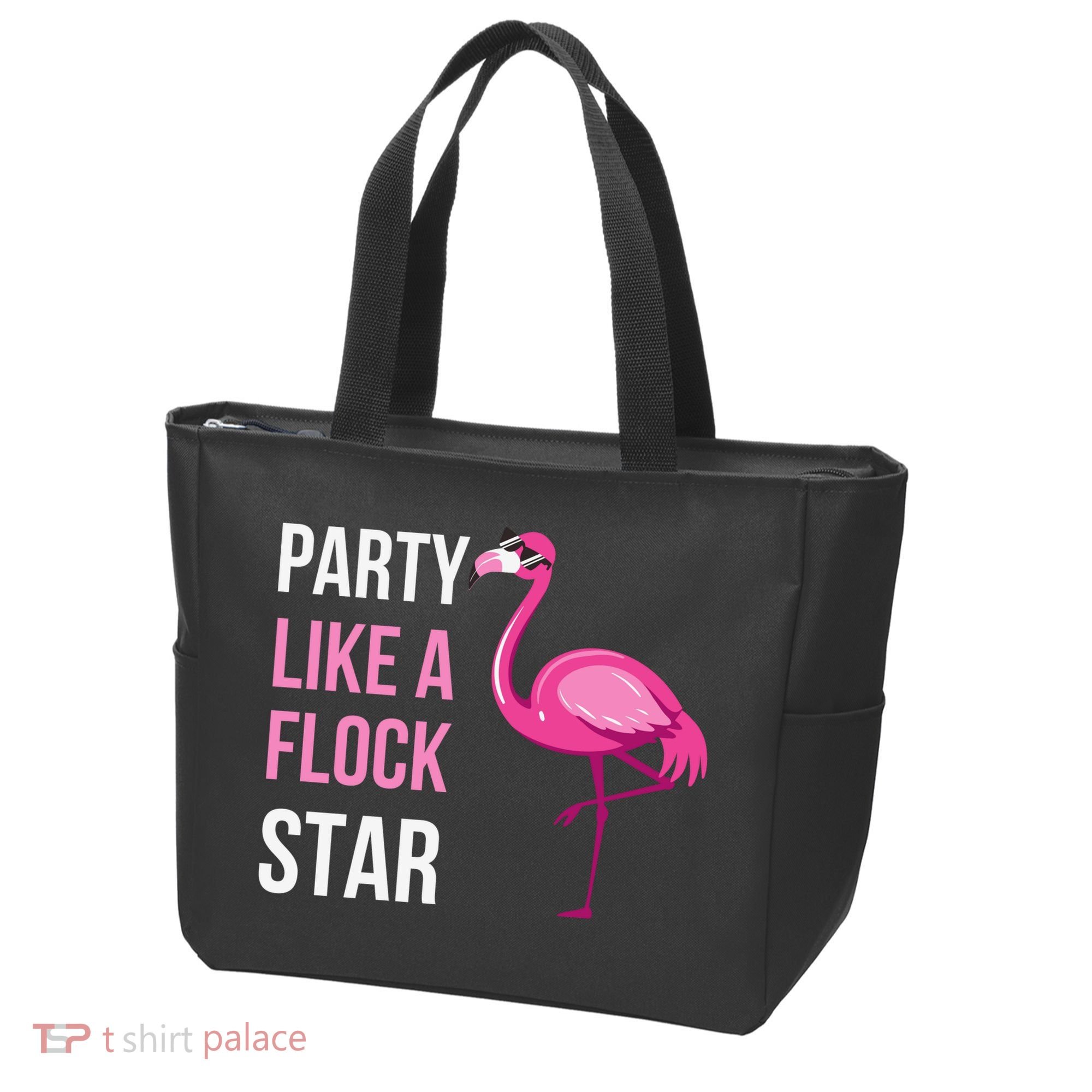 Party Like A Flock Star Pink Flamingo Tote Bag