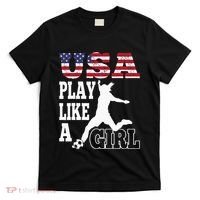 Play Like A Girl US American Flag Patriotic Soccer T-Shirt thumb 0