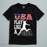 Play Like A Girl US American Flag Patriotic Soccer T-Shirt thumb 5