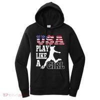 Play Like A Girl US American Flag Patriotic Soccer Women's Hoodie thumb 0