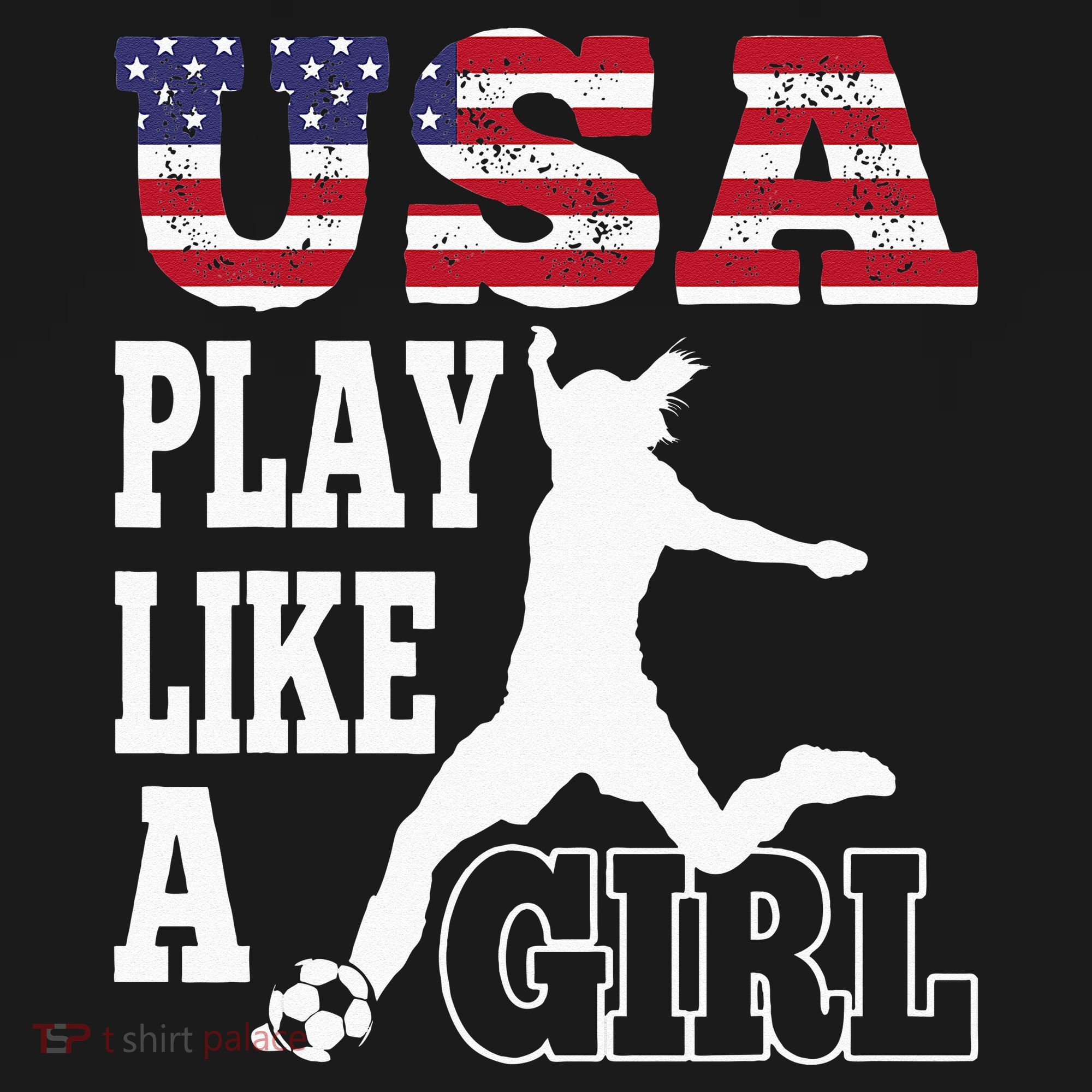 Play Like A Girl US American Flag Patriotic Soccer Women's Tank Top
