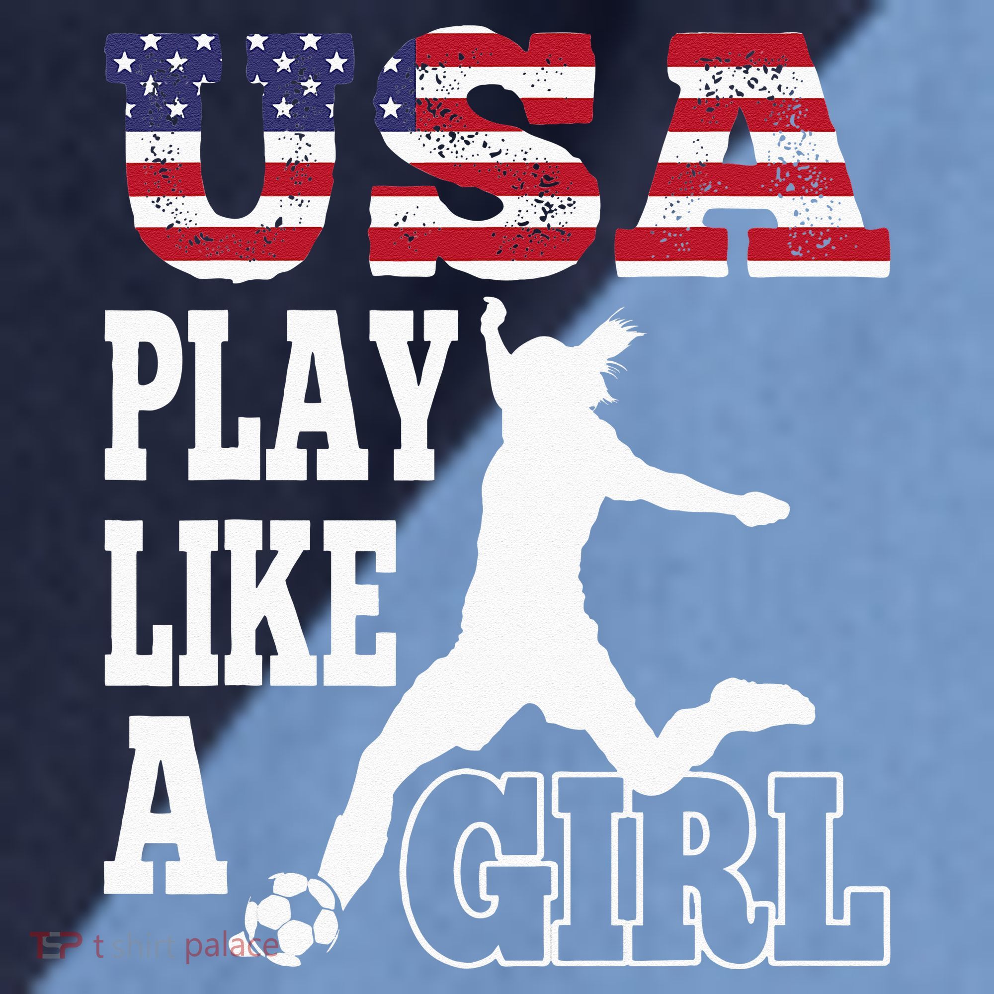 Play Like A Girl US American Flag Patriotic Soccer Raglan Baseball Sleeve Shirt