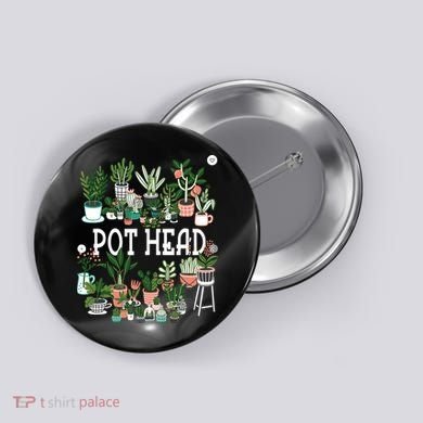 Plant Lover And Gardener Pot Head Succulent Button