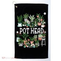 Plant Lover And Gardener Pot Head Succulent Golf Towel thumb 0