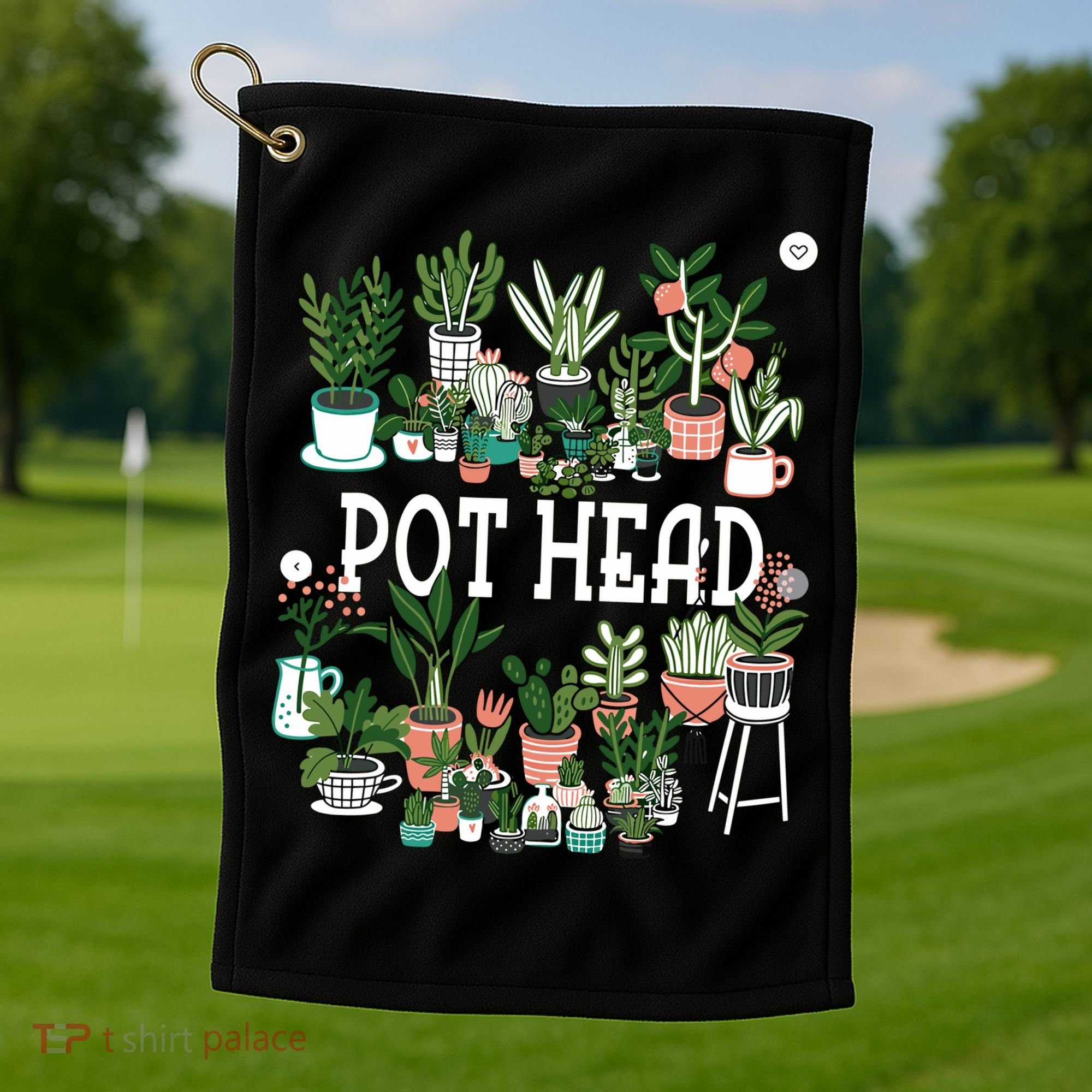 Plant Lover And Gardener Pot Head Succulent Golf Towel