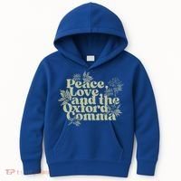 Peace Love And The O.xford Comma Funny Kids Hoodie thumb 0