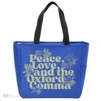 Peace Love And The O.xford Comma Funny Tote Bag thumb 0
