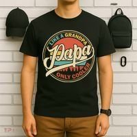 Papa Like A Grandpa Only Cooler Vintage Retro Dad Papa Fathers Day T-Shirt thumb 6