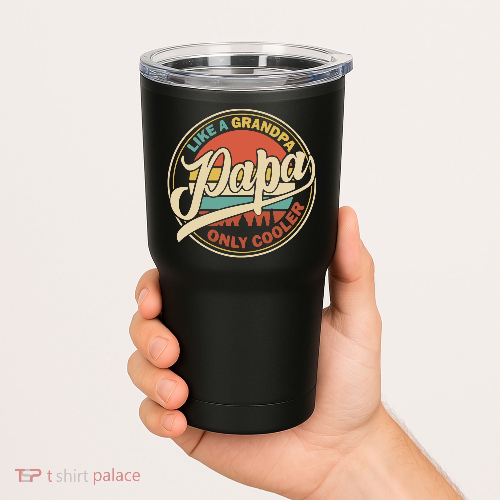 Papa Like A Grandpa Only Cooler Vintage Retro Dad Papa Fathers Day Tumbler