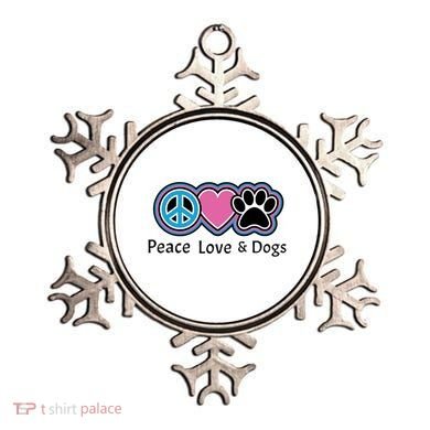 Peace Love And Dogs Great Gift Peace Sign Heart Paw Gift Ornament
