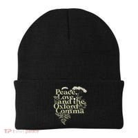 Peace Love And The OxFord English Comma Grammar Humor Beanie thumb 0