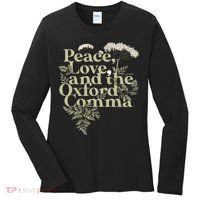 Peace Love And The OxFord English Comma Grammar Humor Women's Long Sleeve Shirt thumb 0