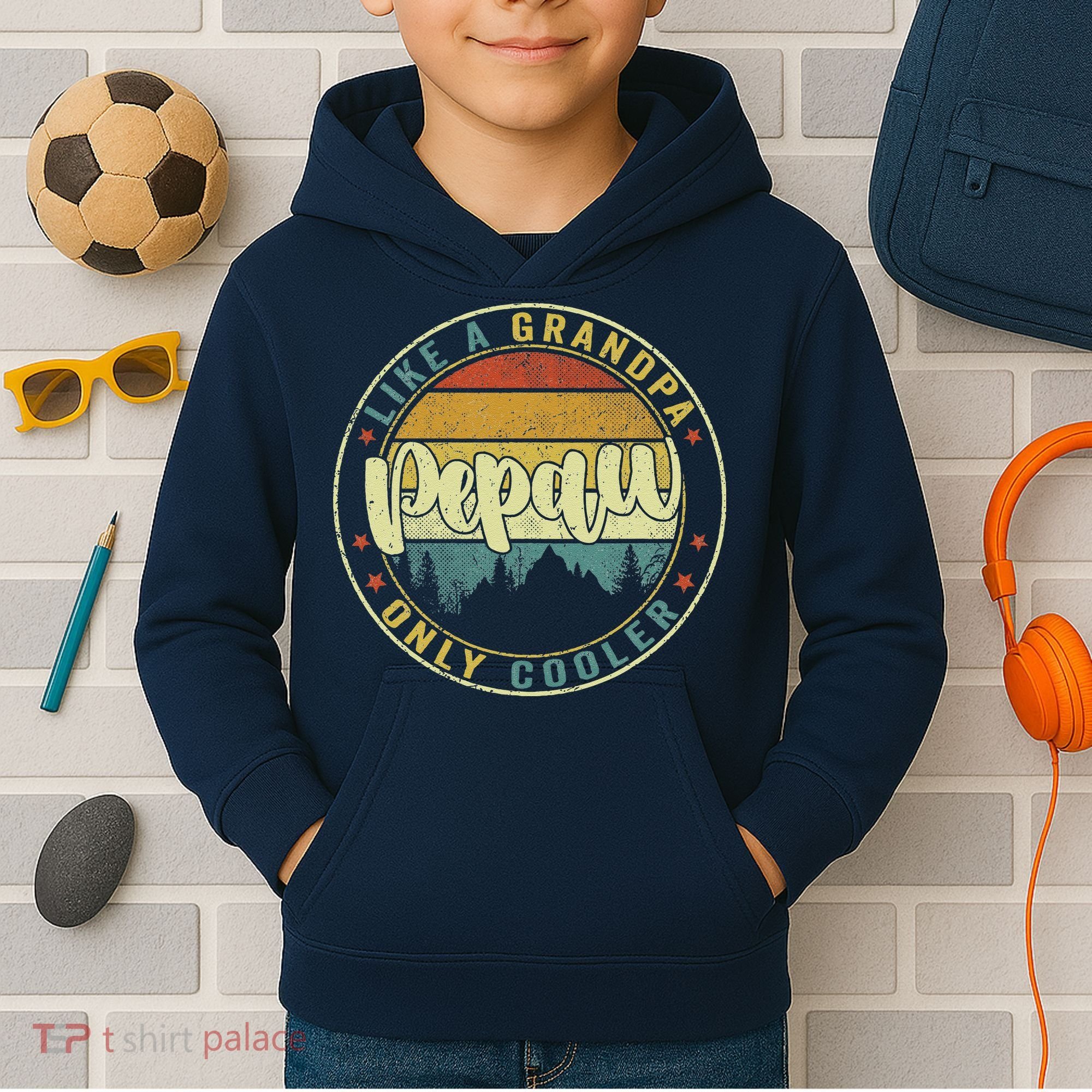 Pepaw Like A Grandpa Only Cooler Funny Dad Pepaw Fathers Day Kids Hoodie