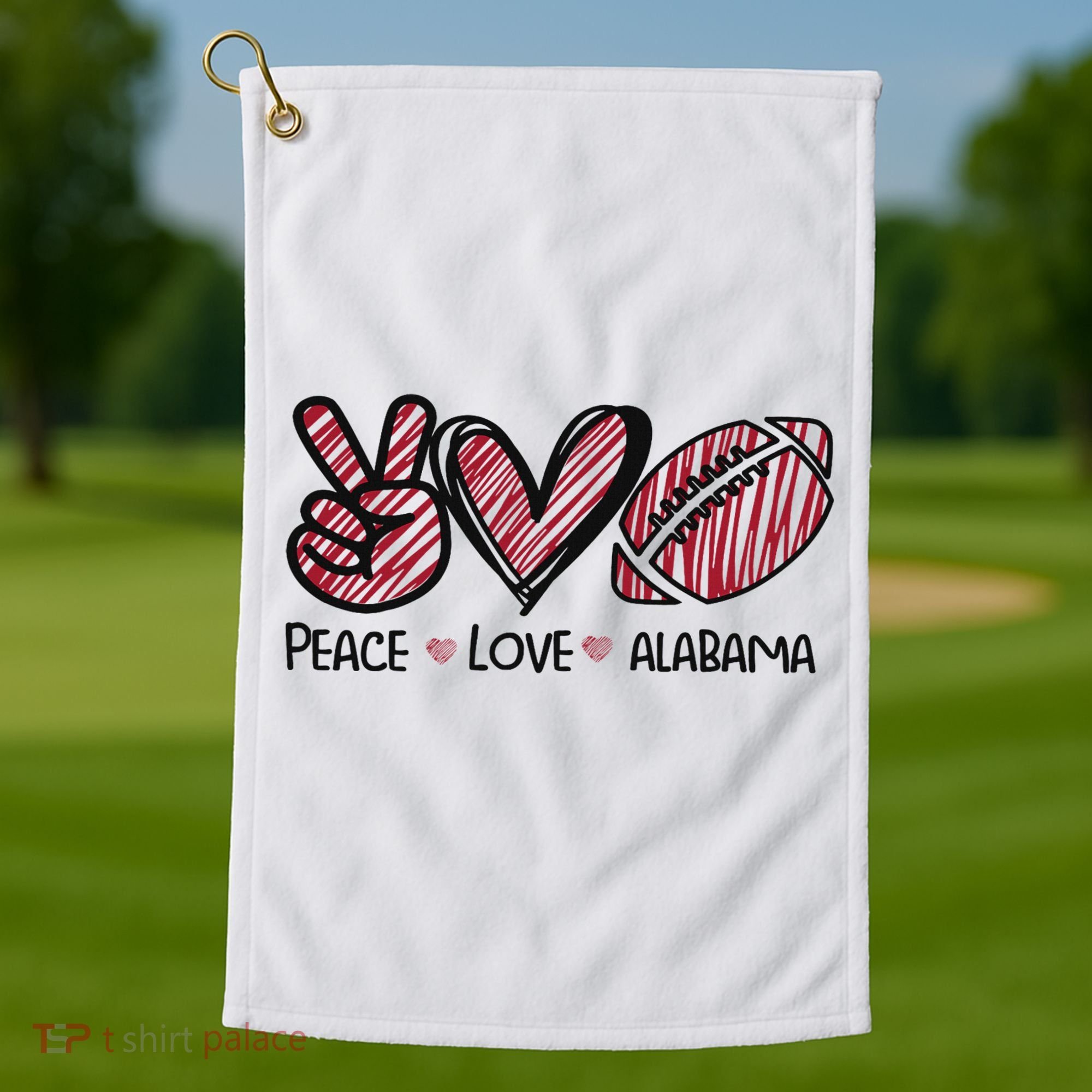Peace Love Alabama Golf Towel