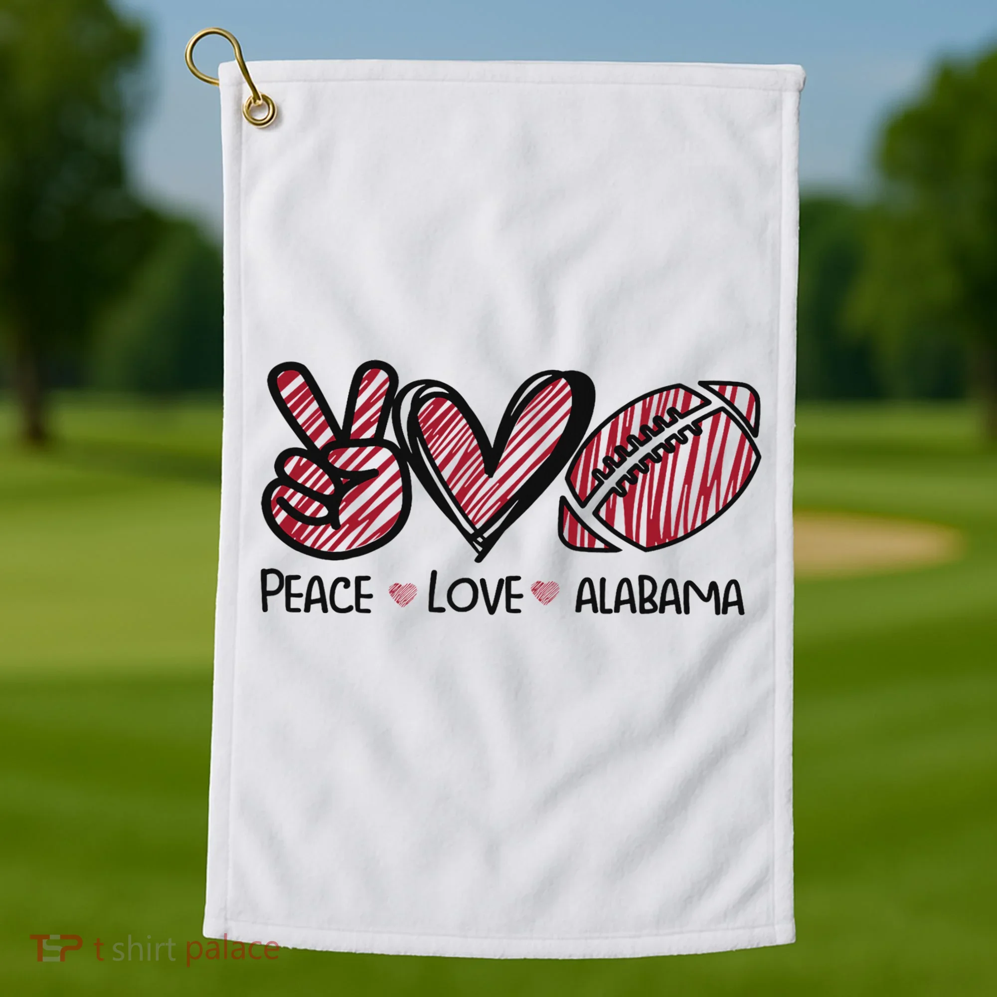 Peace Love Alabama Golf Towel
