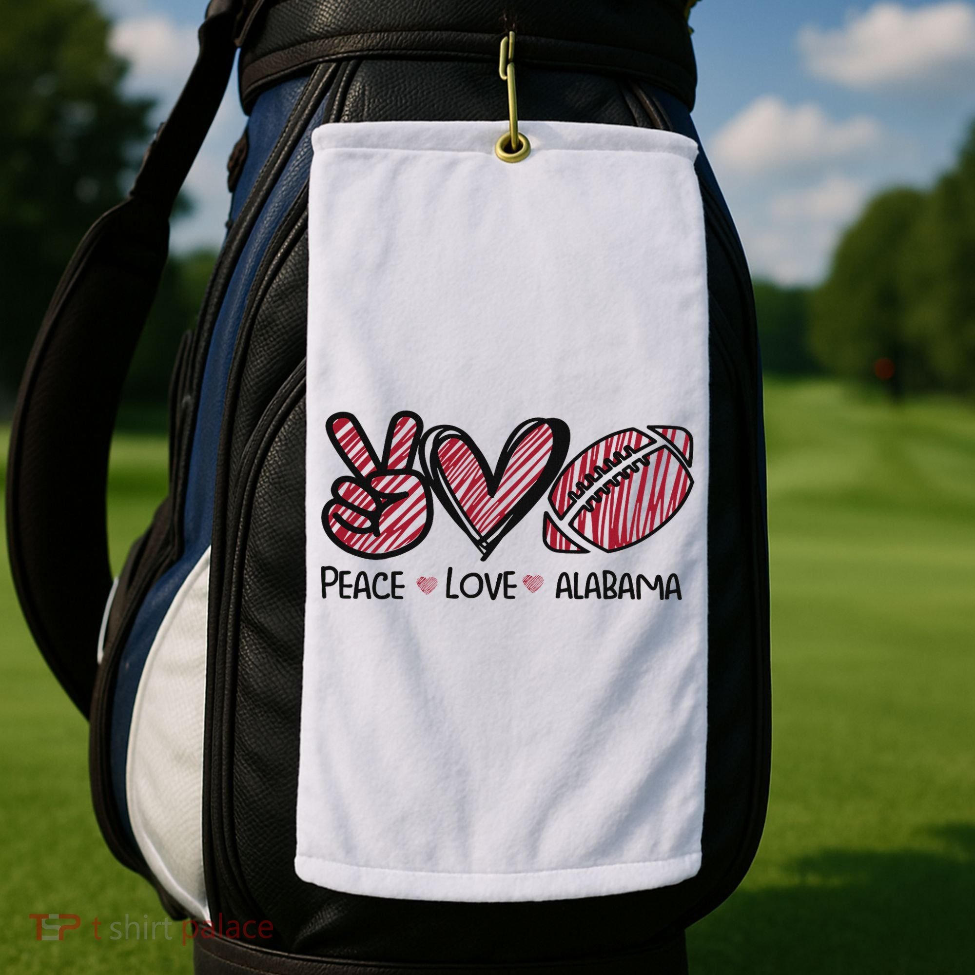 Peace Love Alabama Golf Towel