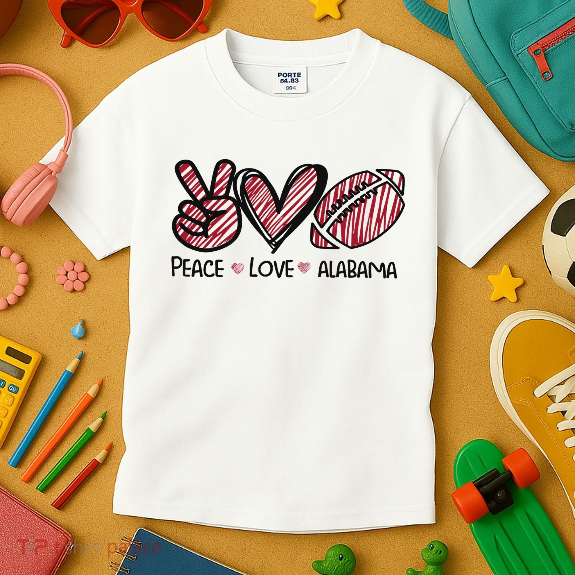 Peace Love Alabama Kids T-Shirt