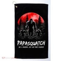 Papasquatch Like A Grandpa Just Way More Squatchy Funny Papa Golf Towel thumb 0