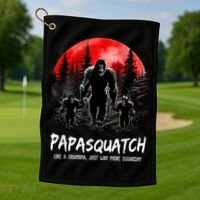 Papasquatch Like A Grandpa Just Way More Squatchy Funny Papa Golf Towel thumb 1