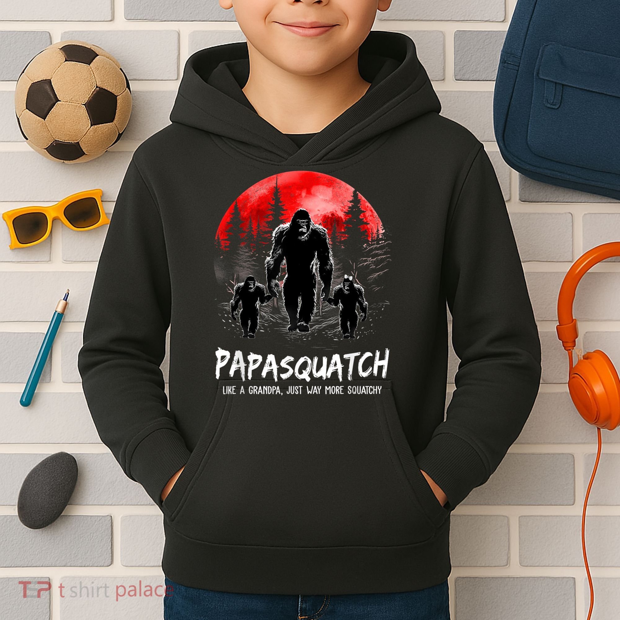 Papasquatch Like A Grandpa Just Way More Squatchy Funny Papa Kids Hoodie