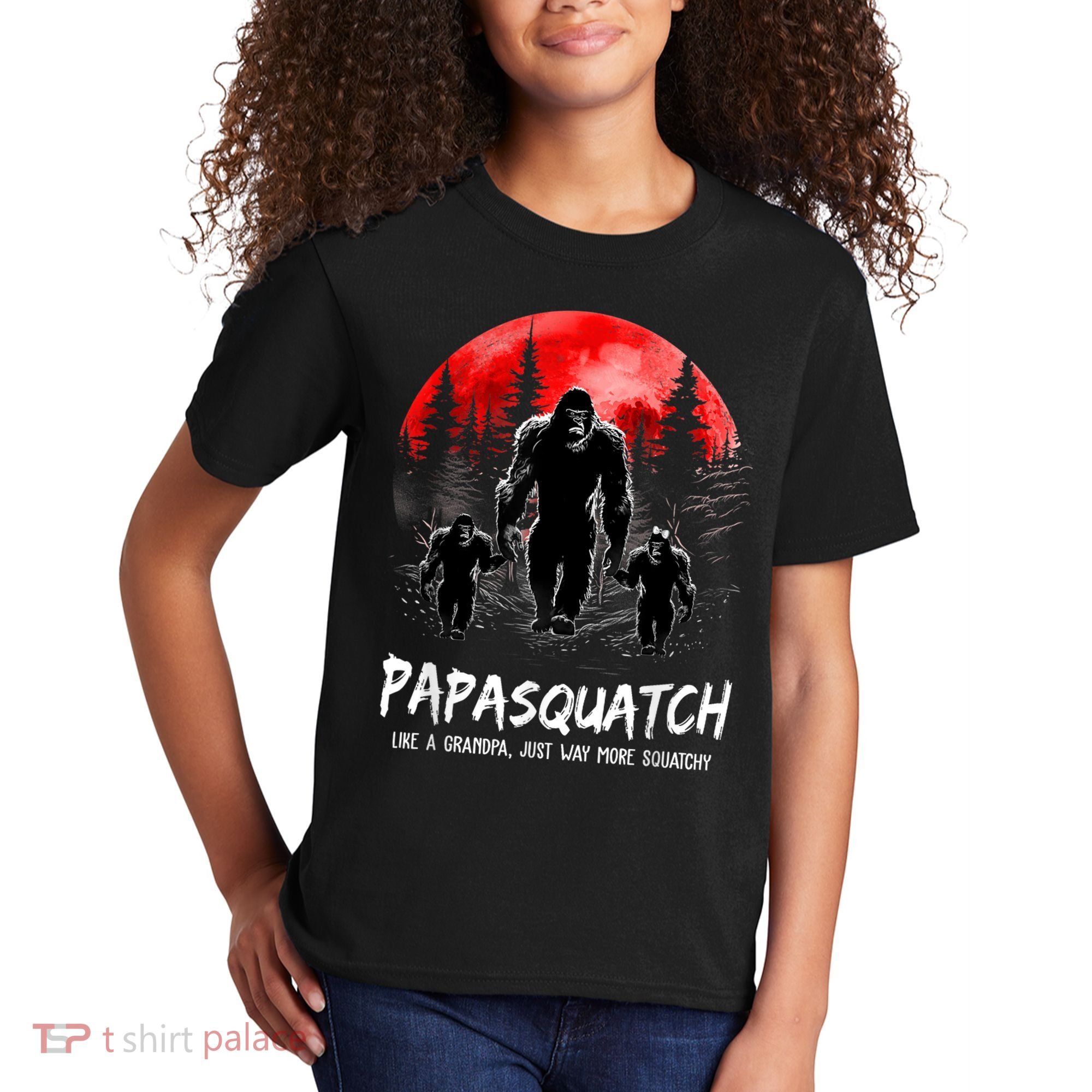 Papasquatch Like A Grandpa Just Way More Squatchy Funny Papa Kids T-Shirt