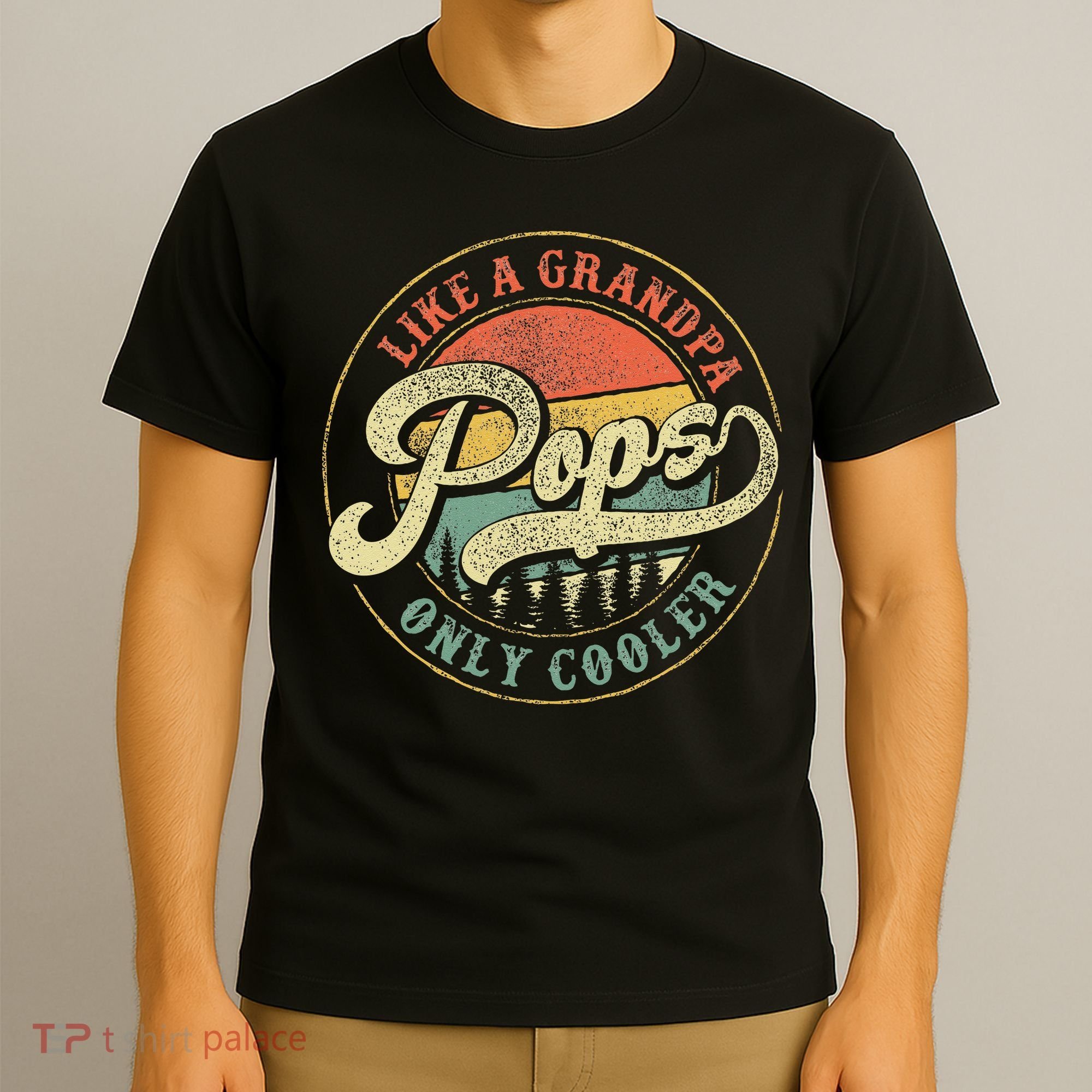 Pops Like A Grandpa Only Cooler Retro Gift Pops Dad Grandpa T-Shirt
