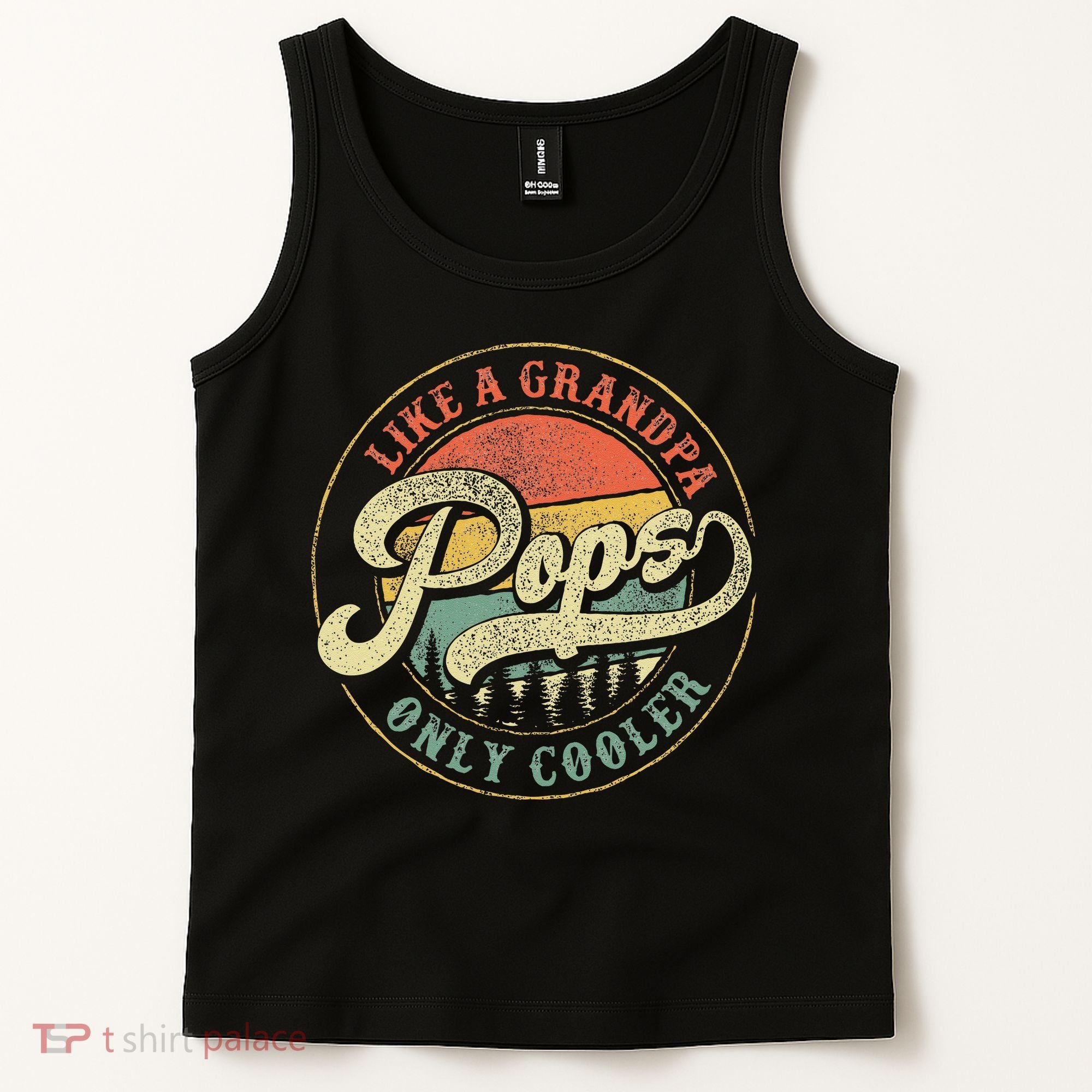 Pops Like A Grandpa Only Cooler Retro Gift Pops Dad Grandpa Tank Top