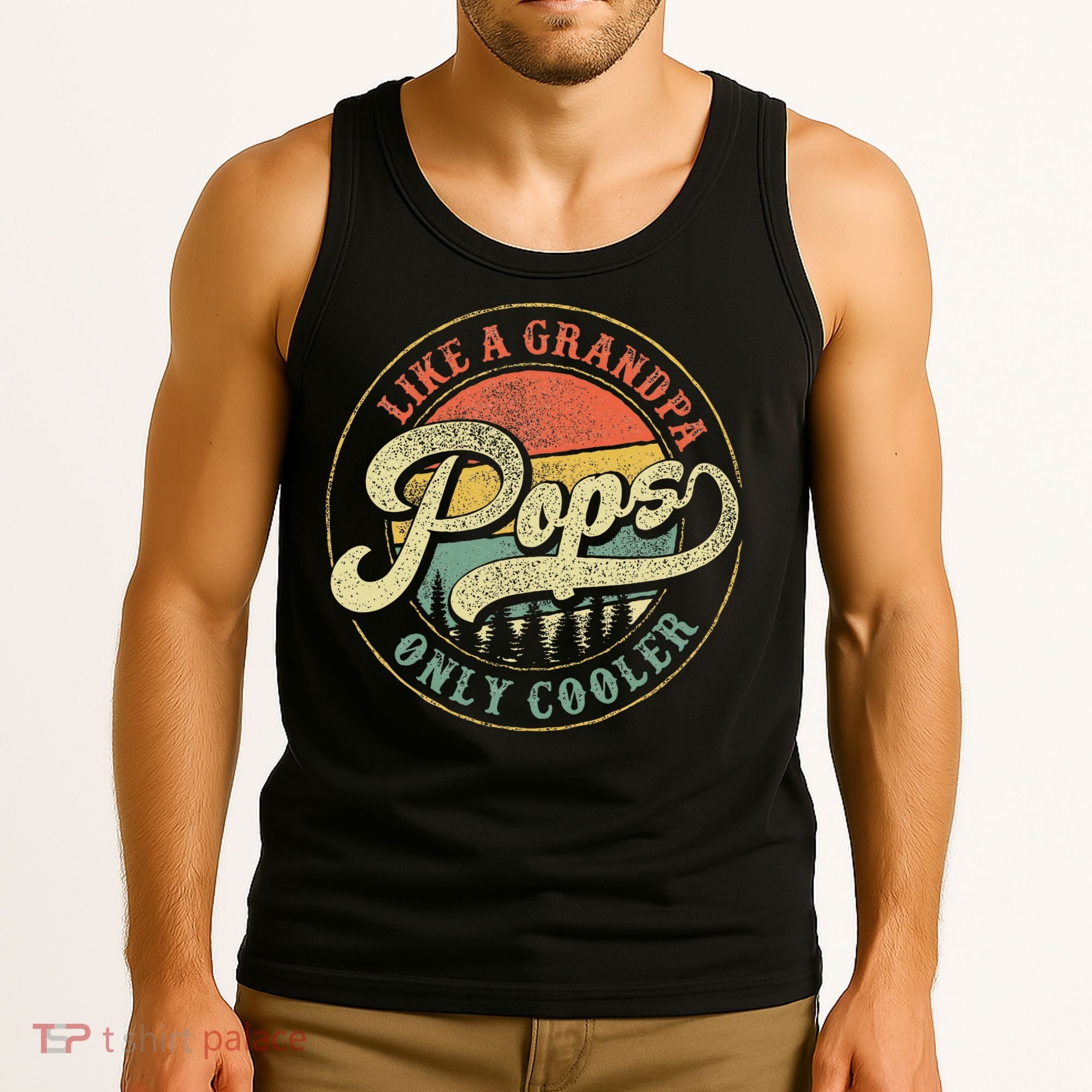 Pops Like A Grandpa Only Cooler Retro Gift Pops Dad Grandpa Tank Top
