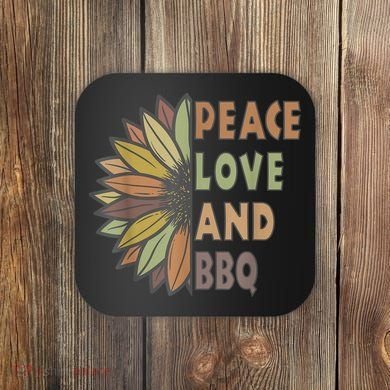 Peace Love And BBQ Coaster
